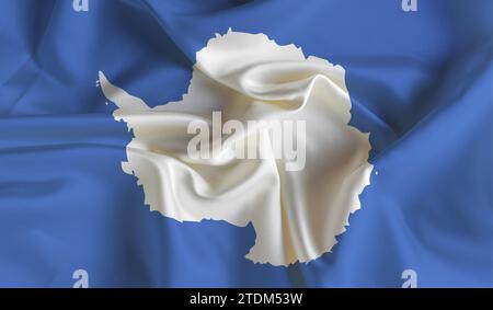 Hochdetaillierte Flagge der Antarktis. Nationale Antarktis-Flagge. 3D-Abbildung. Stockfoto