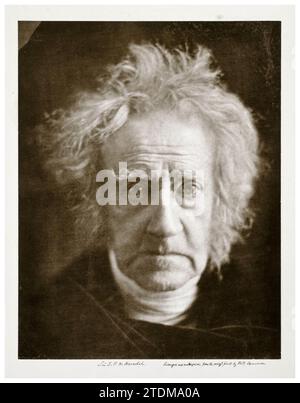 Sir John Frederick William Herschel, 1. Baronet, KH FRS (1792-1871), englischer Polymath, Mathematiker, Astronomin, Chemiker, Erfinder und experimentelle Fotografin, Porträtfotografie von Julia Margaret Cameron, 1867 Stockfoto