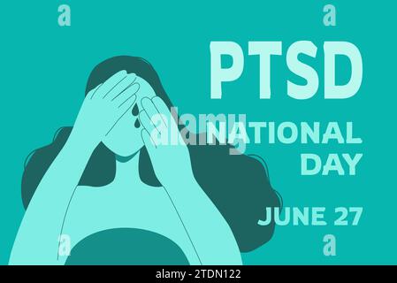 PTSD National Day Poster mit weinender Frau Vektor-Illustration Stock Vektor