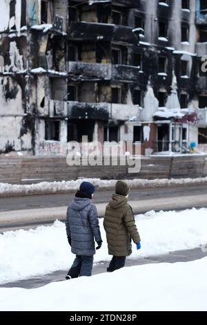 BORODYANKA, REGION KIEW, UKRAINE: 2 JAHRE UMFASSENDE RUSSISCHE INVASION Stockfoto