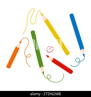 Buntstifte Buntstifte mit Scribble Linien Vektor Illustration Stock Vektor
