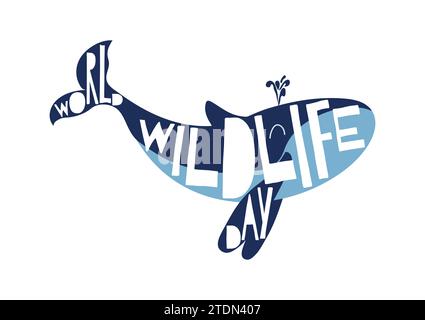 World Wildlife Day Blauwal Vektor Illustration Stock Vektor