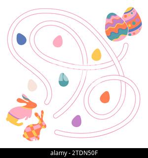 Labyrinth Spiel mit Osterhasen und Eier Vektor Illustration Stock Vektor