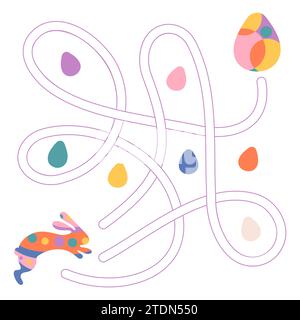 Labyrinth-Spiel mit Osterhase und Eier Vektor-Illustration Stock Vektor