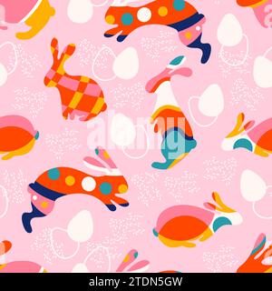 Nahtloses Muster mit Osterhasen-Kaninchen-Vektor-Illustration Stock Vektor