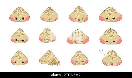 Xiao Long Bao Satz von Knödelzeichen Vektor-Illustration Stock Vektor
