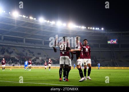 Der Torino FC feiert ein Tor beim Fußball-Spiel der Serie A zwischen dem FC Turin und Empoli FC im Stadio Olimpico Grande Torino am 16. Dezember Stockfoto