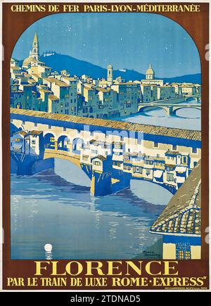 Roger Broders (1883-1953) französisches Reiseposter – Florenz, 1921 – PLM-Poster Stockfoto