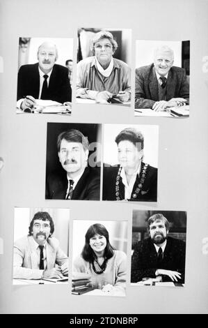 Collage Fotos College B&W Haarlem, von oben links nach unten rechts: Ab van Schooten, Lenie van Son, Piet Sikma, Harry Kamphuis, Elisabeth Schmitz, Bert Bruijn, Loeki van Balen, Wiebe Koster, Haarlem, Niederlande, 02-07-1990, Whizgle News aus der Vergangenheit, zugeschnitten auf die Zukunft. Erkunden Sie historische Geschichten, das Image der niederländischen Agentur aus einer modernen Perspektive, die die Lücke zwischen den Ereignissen von gestern und den Erkenntnissen von morgen überbrückt. Eine zeitlose Reise, die die Geschichten prägt, die unsere Zukunft prägen Stockfoto