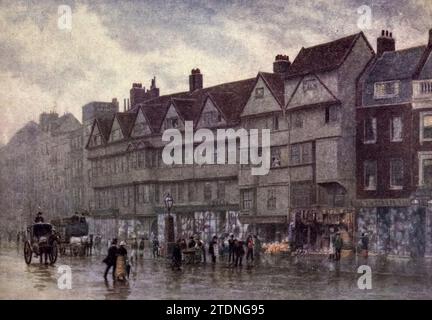 Staple Inn, Holborn ' London Water-Colours ' gemalt von Herbert M. Marshall, 1841-1913 Erscheinungsdatum 1915 veröffentlicht von A&C Black, London [ Herbert Menzies Marshall ( 1. August 1841 – 2. März 1913) war ein englischer Aquarellmaler und Illustrator und früher Cricket-Spieler. ] Stockfoto