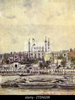 The Tower of London ' London Water-Colours ' gemalt von Herbert M. Marshall, 1841-1913 Publikationsdatum 1915 veröffentlicht von A&C Black, London [ Herbert Menzies Marshall ( 1. August 1841 – 2. März 1913) war ein englischer Aquarellmaler und Illustrator und früher Cricketspieler. ] Stockfoto