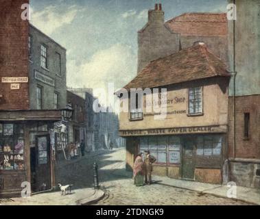 Old Curiosity Shop, Portsmouth Street, 1884 aus dem Buch London Vanished and Vanishing von Norman, Philip, 1842-1931 veröffentlicht 1905 in London von Adam & Charles Black Philip E Norman FSA (9. Juli 1842 – 17. Mai 1931) war ein britischer Künstler, Autor und Antiquar. Stockfoto