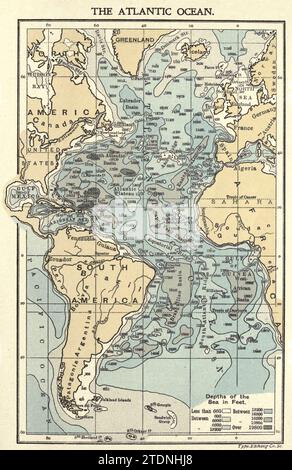 The Atlantic Ocean Map of North-Western Europe, mit den U-Boot-Konturen aus dem Buch The Story of Our Planet von Thomas George Bonney, 1833-1923 veröffentlicht im Jahr 1902 bei Cassell and Company Stockfoto