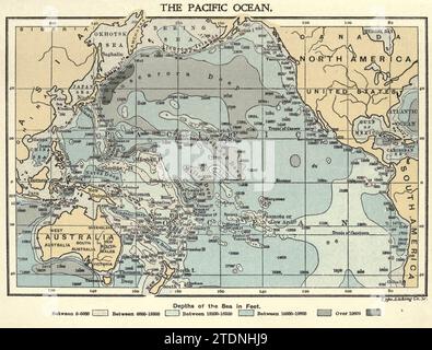 The Pacific Ocean Map with the U-Boot Contours aus dem Buch The Story of Our Planet von Thomas George Bonney, 1833-1923 veröffentlicht im Jahr 1902 bei Cassell and Company Stockfoto