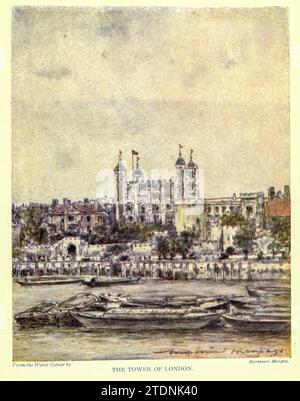 The Tower of London ' London Water-Colours ' gemalt von Herbert M. Marshall, 1841-1913 Publikationsdatum 1915 veröffentlicht von A&C Black, London [ Herbert Menzies Marshall ( 1. August 1841 – 2. März 1913) war ein englischer Aquarellmaler und Illustrator und früher Cricketspieler. ] Stockfoto