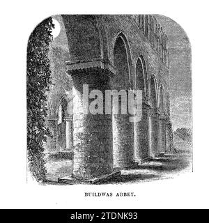 Buildwas Abbey war ein Zisterzienserkloster (ursprünglich Savigniac) am Ufer des Severn, in Buildwas in Shropshire, England aus dem Buch The Severn Valley: A Series of Sketches, Descriptive and Pictorial, of the Course of the Severn: Enthält Hinweise zu seinen topographischen, industriellen und geologischen Merkmalen; mit Blicken auf seine historischen und legendären Assoziationen von Randall, John, 1810-1910 Veröffentlichungsdatum 1862 Herausgeber J. S. Tugend Stockfoto