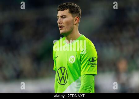 Wolfsburg, Deutschland. Dezember 2023. firo : 09.12.2023, Fußball, 1. Liga, 1. Bundesliga, Saison 2023/2024, VfL Wolfsburg - SC Freiburg Jonas Wind (VfL Wolfsburg) Halbzahl, Credit: dpa/Alamy Live News Stockfoto