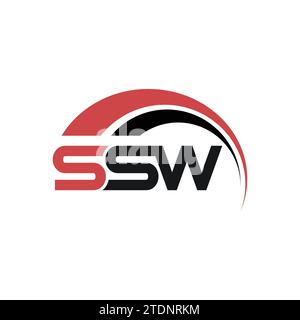 Logo-Design mit SSW-Letter in der Abbildung. Vektor-Logo, Kalligraphie-Designs für Logo. SSW-Letter-Logo mit weißem Hintergrund in Illustrator. Stock Vektor