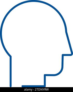 Sicht auf den menschlichen Kopf, Symbol für die Organisation von Geschäftsprozessen. Profil des erwachsenen Glatzenmannes. Einfaches lineares Farbsymbol isoliert auf weißem Hintergrund Stock Vektor