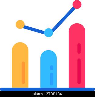 Diagramm der sich ändernden Aktienkurse. Änderung des Wechselkurses und der Warenwerte. Überwindung der Wirtschaftskrise, Veränderung des rückläufigen Wachstumstrends. Einfach Stock Vektor