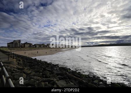 Blick auf den Mole Pier in Ayr Town, South Ayrshire, Schottland, Großbritannien Stockfoto