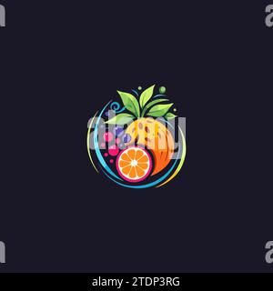 Leuchtende, farbenfrohe und köstliche Fruchtscheiben-Ikone. Symbol für gesunde natürliche Bio-Lebensmittel. Abstraktes, vielseitiges grafisches Logo, kreatives, flaches Design für Cafés Stock Vektor