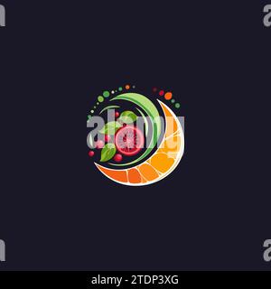 Leuchtende, farbenfrohe und köstliche Fruchtscheiben-Ikone. Symbol für gesunde natürliche Bio-Lebensmittel. Abstraktes, vielseitiges grafisches Logo, kreatives, flaches Design für Cafés Stock Vektor