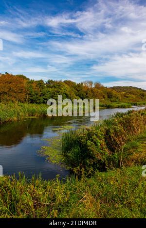 Der Royal Military Canal bei Sandgate in der Nähe von Hythe in Kent England wurde 1809 als Verteidigungswasserstraße während der Napoleonischen Kriege eröffnet. Stockfoto