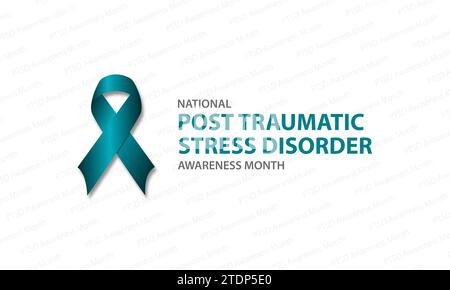 Nationale posttraumatische Belastungsstörung (PTSD) Bewusstsein Monat Hintergrund Vektor Illustration Stock Vektor