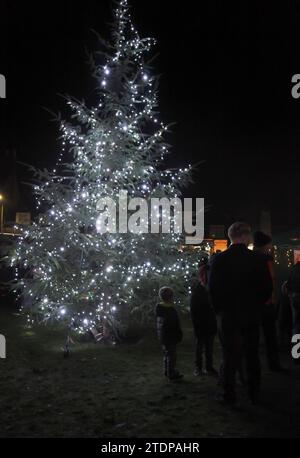 Weihnachtsbaumbeleuchtung in Rhu, Schottland Stockfoto