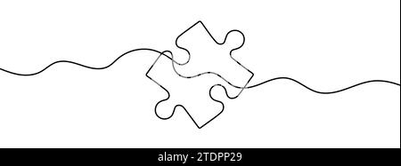 Fortlaufende, bearbeitbare Linienzeichnung des Puzzles. Hintergrund einer Zeichnung mit einer Linie. Vektorabbildung. Einzelnes Puzzlesymbol. Stock Vektor