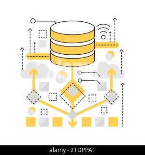 Organisierte Datenspeicherung. Datenverwaltung, Abbildung des grafischen Symbols für Datenbankdienste Stock Vektor