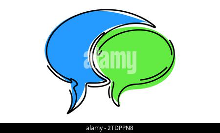 Sprechblase in einer Zeilenzeichnung. Dialogue Chat Cloud im einfachen linearen Stil. Bearbeitbare Kontur. Kritzelvektor-Illustration Stock Vektor