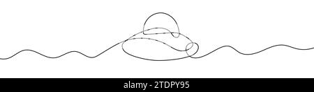 Fortlaufende, bearbeitbare Linienzeichnung des Sonnenhutes. Hintergrund einer Zeichnung mit einer Linie. Vektorabbildung. Einzeiliges Sonnenhut-Symbol. Stock Vektor