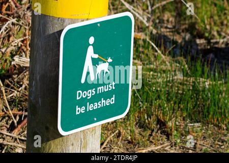 Hunde müssen angeleint sein Zeichen Stockfoto