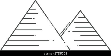 Einfache schwarze Umrisszeichnung des PYRAMIDENKOMPLEXES VON GIZEH, GIZEH Stock Vektor