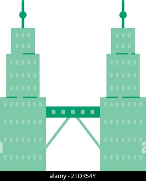 Einfache grüne Zeichnung der PETRONAS TWIN TOWERS, KUALA LUMPUR Stock Vektor