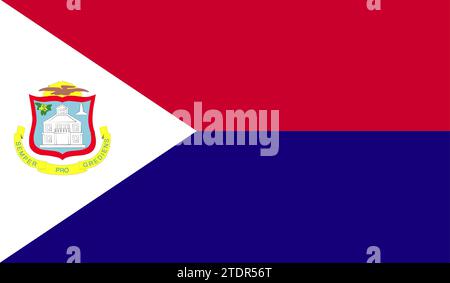 Hohe detaillierte Flagge von Saint Martin. Nationale Saint-Martin-Flagge. 3D-Abbildung. Stockfoto