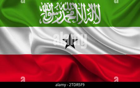 Hohe detaillierte Flagge von Somaliland. Nationale Flagge Somaliland. 3D-Abbildung. Stockfoto