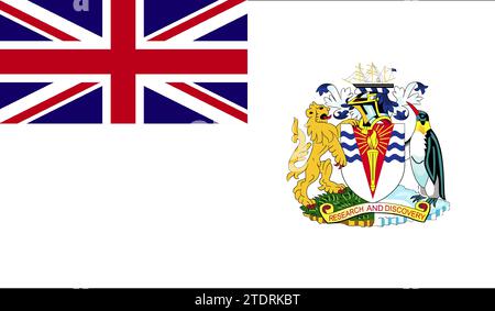 Hohe detaillierte Flagge des britischen Antarktis-Territoriums. Nationale britische Antarktis-Territorialflagge. 3D-Abbildung. Stockfoto