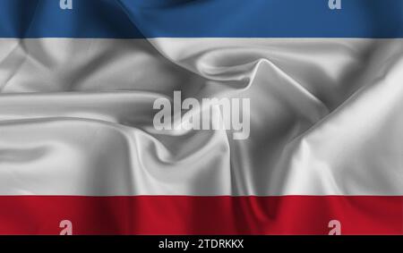 Hohe detaillierte Flagge der Krim. Nationale Flagge der Krim. 3D-Abbildung. Stockfoto