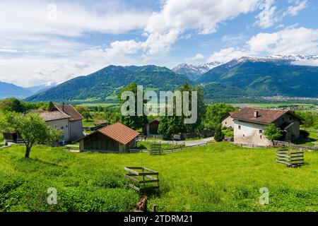 Maienfeld: Heididörfli (Heididorf) im Weiler Rofels in Bündner Herrschaft, Graubünden, Graubünden, Schweiz Stockfoto