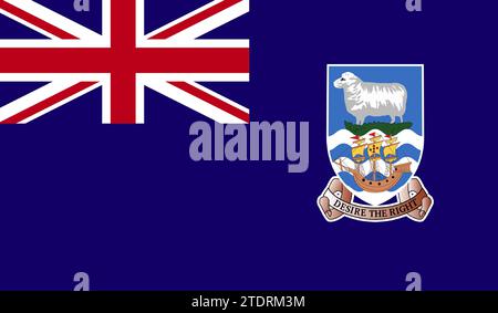 Hohe detaillierte Flagge der falklandinseln. Nationale Flagge der falklandinseln. 3D-Abbildung. Stockfoto