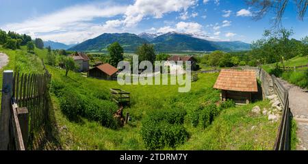 Maienfeld: Heididörfli (Heididorf) im Weiler Rofels in Bündner Herrschaft, Graubünden, Graubünden, Schweiz Stockfoto