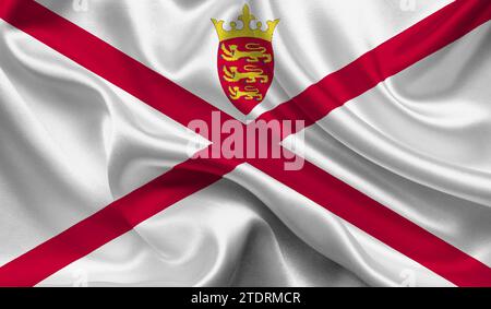 Hohe, detailreiche Trikotflagge. Nationaltrikot-Flagge. 3D-Abbildung. Stockfoto