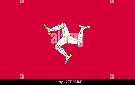 Hohe detaillierte Flagge der Isle of man. Nationale Flagge der Insel man. 3D-Abbildung. Stockfoto