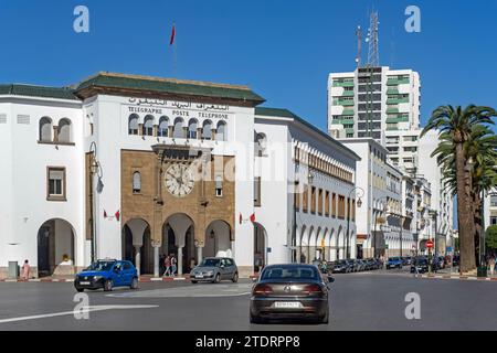 Das französische Kolonialpostamt im Art déco-Stil in Rabat, Rabat-Salé-Kénitra, Marokko Stockfoto