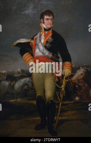 Ferdinand VII (1784-1833). König von Spanien (1808-1833). Ferdinand VII. In einem Lager. Nach 1815. Porträt von Francisco de Goya y Lucientes (1746-1828). Öl auf Leinwand, 207 x 140 cm. Prado-Museum. Madrid. Spanien. Stockfoto