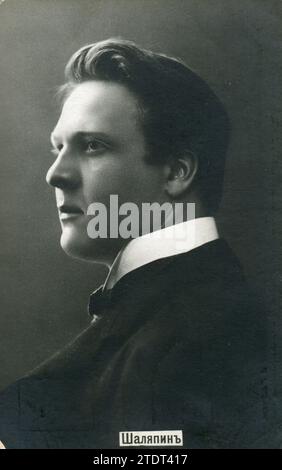Feodor Ivanovich Chaliapin (Russisch: Фёдор Иванович Шаляпин; Februar 13 [O.S. 1. Februar] 1873 – 12. April 1938) war ein russischer Opernsänger. Alte Vintage-Postkarte des Russischen Reiches, 1900s. Stockfoto