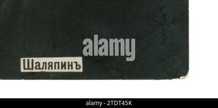 Feodor Ivanovich Chaliapin (Russisch: Фёдор Иванович Шаляпин; Februar 13 [O.S. 1. Februar] 1873 – 12. April 1938) war ein russischer Opernsänger. Alte Vintage-Postkarte des Russischen Reiches, 1900s. Details. Stockfoto